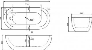 Акриловая ванна BelBagno отдельностоящая, белая BB13-1700