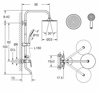 Душевая стойка Laguraty 17060 A с изливом хром