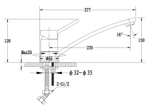 Смеситель для кухни GranFest 1724 графит