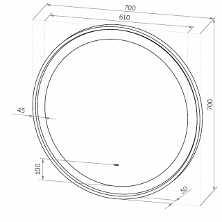 Зеркало с подсветкой Continent Planet White ЗЛП1170 с бесконтактным сенсором 70см белый