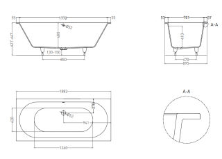 Ванна из искусственного камня Salini Ornella Axis S-Stone 103422M 190x90см белый глянцевый