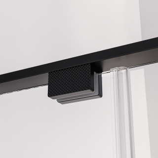 Душевая дверь распашная Veconi Premium Alassio BB, 1500х2000, черный матовый, стекло черное