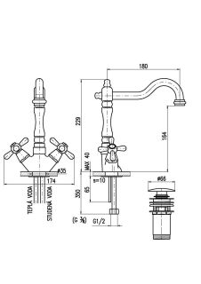 Смеситель для раковины Rav Slezak Morava retro MK321.5/8 хром