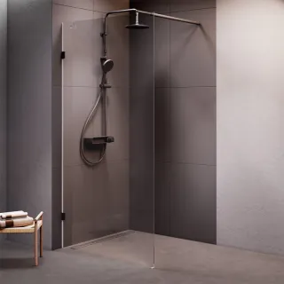 Душевая перегородка AM.PM X-Joy 195х100 W94UWI-100-F1-BTE профиль черный матовый стекло прозрачное