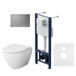 Комплект унитаза с инсталляцией AM.PM Spirit V2.0 IS47031.701700  с клав Pro S мат никель FlashClean с сид м/лифт