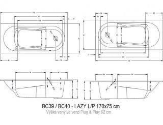 Акриловая ванна Riho Lazy Plug and Play B080005005 L 170х75см белый