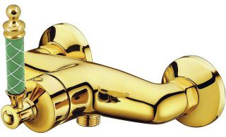 Смеситель для душа Boheme Vogue  Murano, бирюзовое_Комплект золото