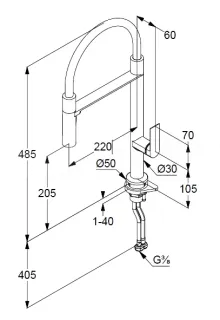 Смеситель для кухни Kludi Qord 568596675 с гибким изливом чёрный матовый