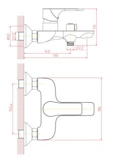 Смеситель для ванны/душа Orange Aristo M19-100b черный