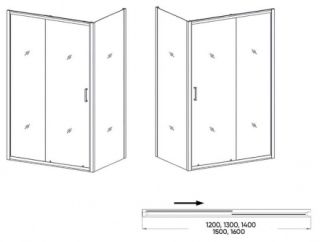 Душевой уголок Orange E23-14090TCR без поддона 140х90, стекло прозрачное