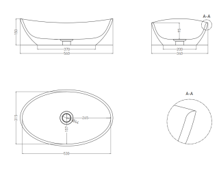 Накладная раковина Salini Noemi S-Stone 1101203SMRF 56см RAL полностью