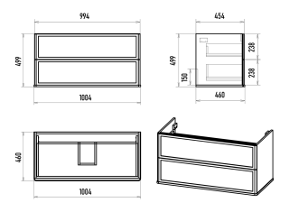 Подвесная тумба под раковину Brevita Verde 100 УТ000026840 зеленый