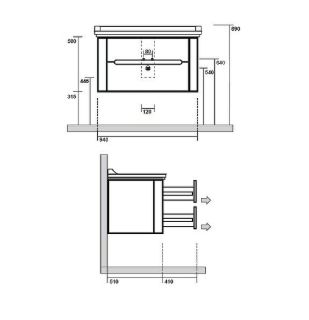 Тумба под раковину Kerasan Waldorf 94 925530 подвесная Bi vaniglia matt