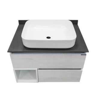 Тумба COMFORTY Прага-75 дуб 00-00014832, с графитовой столешницей, с раковиной COMFORTY T-Y9378