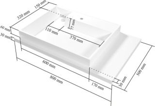 Раковина над стиральной машиной СанТа Юпитер 900120 80см левая белый