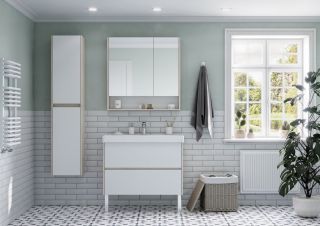 Тумба под раковину Акватон Сканди 90см белый/дуб верона 1A251901SDB20