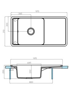 Мойка кухонная Акватон Беллис 97см жемчуг 1A725132BS240