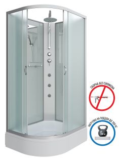 Душевая кабина Niagara NG-33084-14RBKTG с гидромассажем 100x80см серебро/матовое