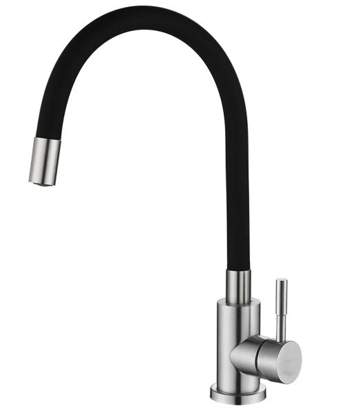 Смеситель для кухни Melana ELASTICO-610401B сатин/чёрный