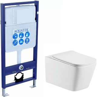 Комплект SET AQUATEK ЛИБРА N-14 cm: рама Aquatek Standard INS-0000014 унитаз AQ1148N-00 с тонким сиденьем soft-close