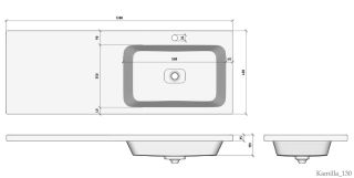 Раковина над стиральной машиной Madera Kamilla правая 130см белый 4627173210584