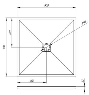 Душевой поддон из искусственного камня Veconi Tezeo 90x90 TZW20-90-R1 Белый