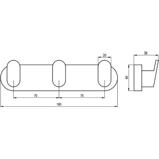 Вешалка для полотенец Rav Slezak Yukon YUA0105CMAT Черная матовая