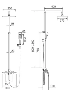 Душевая стойка Milleau ELEGANT MLV13223PDD-GM оружейный серый полуглянцевый