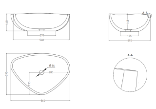 Накладная раковина Salini Gloria 06 S-Stone 1102206MRF 56см RAL полностью