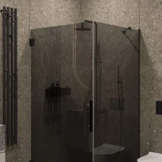 Душевой уголок на петлях by Deonria U-100-99-8-G-B2 90x89см чёрный/графит