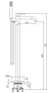 Напольный смеситель для ванны Raiber Graceful RP-010 хром