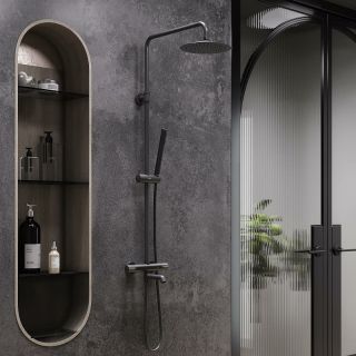 Душевая стойка Damixa Scandinavian Pure 936810300 с термостатом черная матовая