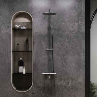 Душевая стойка Damixa Scandinavian Pure 936810300 с термостатом черная матовая
