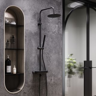 Душевая стойка Damixa Scandinavian Pure 936760300 с термостатом Черная матовая