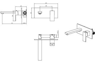 Встраиваемый смеситель для раковины Boheme Qubic 475-B чёрный матовый