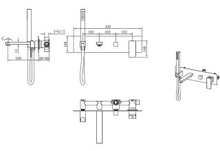 Встраиваемый смеситель для ванны Boheme Qubic 474-2-MG золото матовое