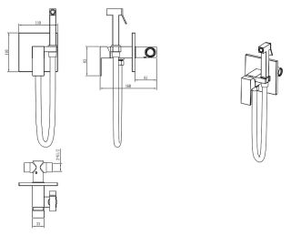 Гигиенический душ Boheme Qubic 477-MG со смесителем золото матовое