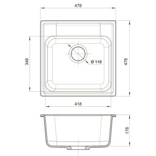 Мойка кухонная Reflexion Etude 53-BL RF0353BL черный