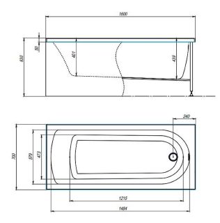 Акриловая ванна Timo Mika MIKA1670 160x70 см