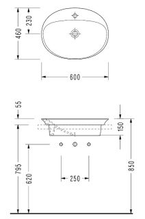Раковина Serel Hera HR34TXS110H для установки в столешницу 60см белый