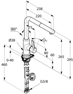 Смеситель для кухни Kludi L-Ine чёрный матовый 408513975