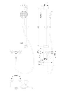 Смеситель для ванны с душевым гарнитуром Wonzon & Woghand Click WW-FE05L222-MB чёрный матовый