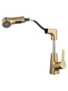 Смеситель для раковины Wonzon & Woghand WW-121B108-BG с выдвижным изливом брашированное золото