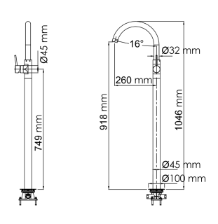 Смеситель для раковины напольный WasserKRAFT Main 4153