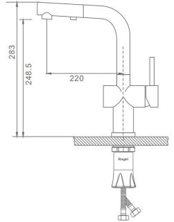 Смеситель для кухни Raglo R86.49.03 с выдвижным изливом золотой сатин