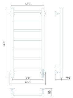 Электрический полотенцесушитель Larusso Астор П7 35x80см белый матовый 4670078536624