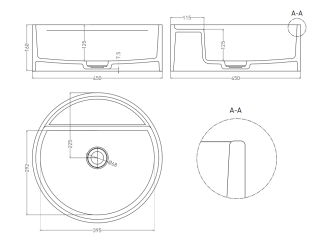 Накладная раковина Salini Armonia Top 02 S-Sense 130116GRH 45см RAL снаружи