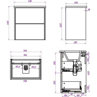 Тумба под раковину La Fenice Tesoro FNC-01-TES-DGT-60-2 Дуб галифакс табак 60 см