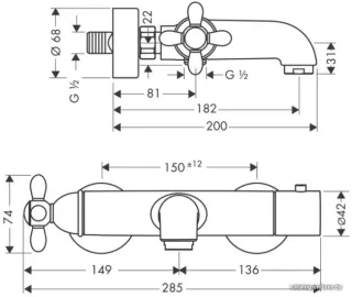 Смеситель для ванны Hansgrohe Carlton 17430840 хром золото