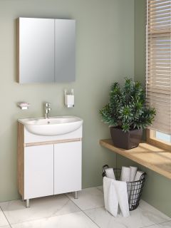 Тумба Runo Лада 60 блэквуд/белый под умывальник Уют 60 (00-00004576)